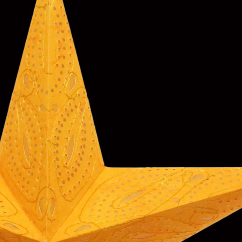 Siddharta Batik Glitter/Orange - Faltbarer Leuchtstern, Weihnachtsstern aus Papier mit 5 Zacken, 60 cm